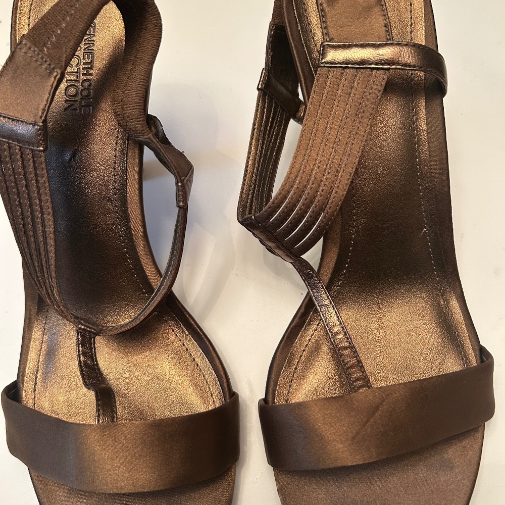 Brown/ Bronze  Fabric Wide Strap 3.5 inch Sandals